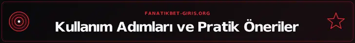 Kullanım Adımları ve Pratik Öneriler – fanatikbet-giris.org